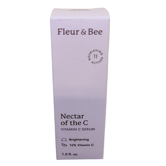 Fleur & Bee Vit C Serum w Hyaluronic Acid Vit E Vegan Anti Aging Wrinkle Reducer - Picture 1 of 5